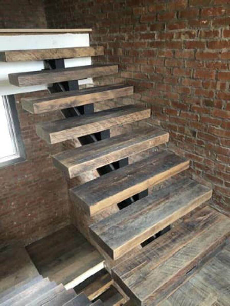 Rustic oak stair treads.