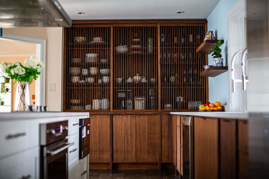 Japanese-inspired custom walnut kitchen finished with Rubio Monocoat Oil Plus 2C Pure.