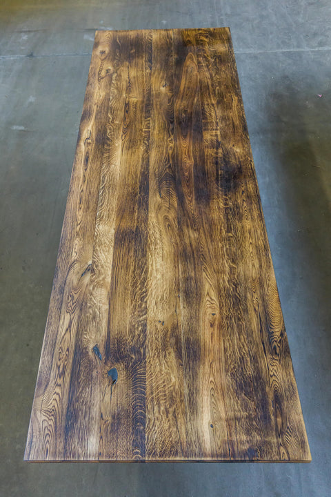 Charred white oak ends grain.