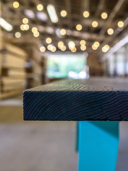Charred white oak end grain finished with Rubio Monocoat Oil Plus 2C.