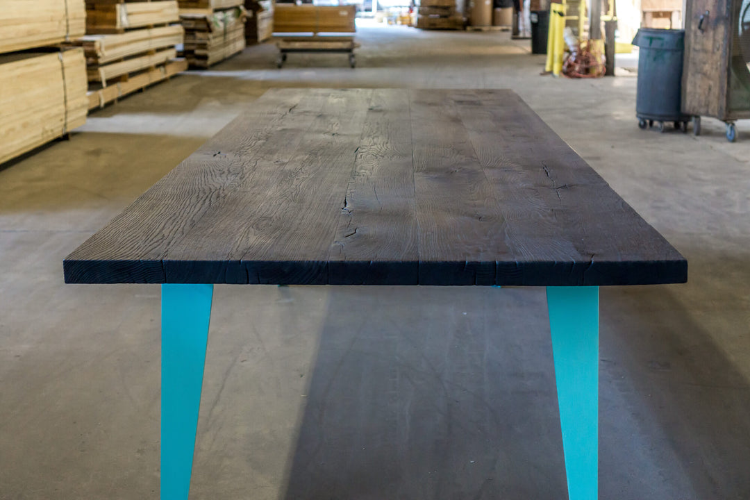 Charred white oak dining table finished with Oil Plus 2C "Pure".