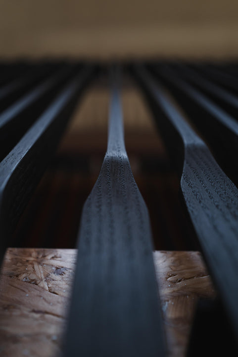 Ash wood finished with Precolor Easy Intense Black hardwax oil wood stain and finish.