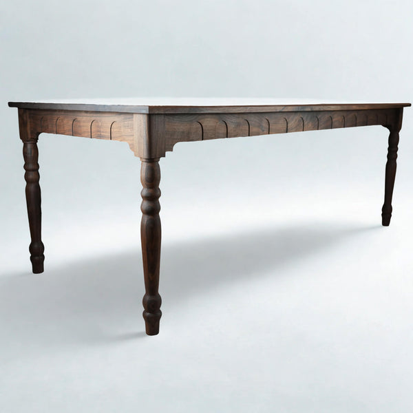 French country dining table made from walnut wood finished with Rubio Monocoat Oil Plus 2C single layer hardwax oil wood stain and finish.