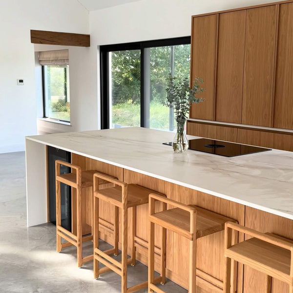 Oak veneered cabinetry finished with Rubio Monocoat Oil Plus 2C Smoke 5%.