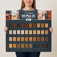 Oil Plus 2C Topcard Colour Board being help by woman