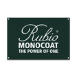 Banner with the Rubio Monocoat logo and "Power of One" tagline on a green background
