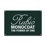 Banner with the Rubio Monocoat logo and "Power of One" tagline on a green background