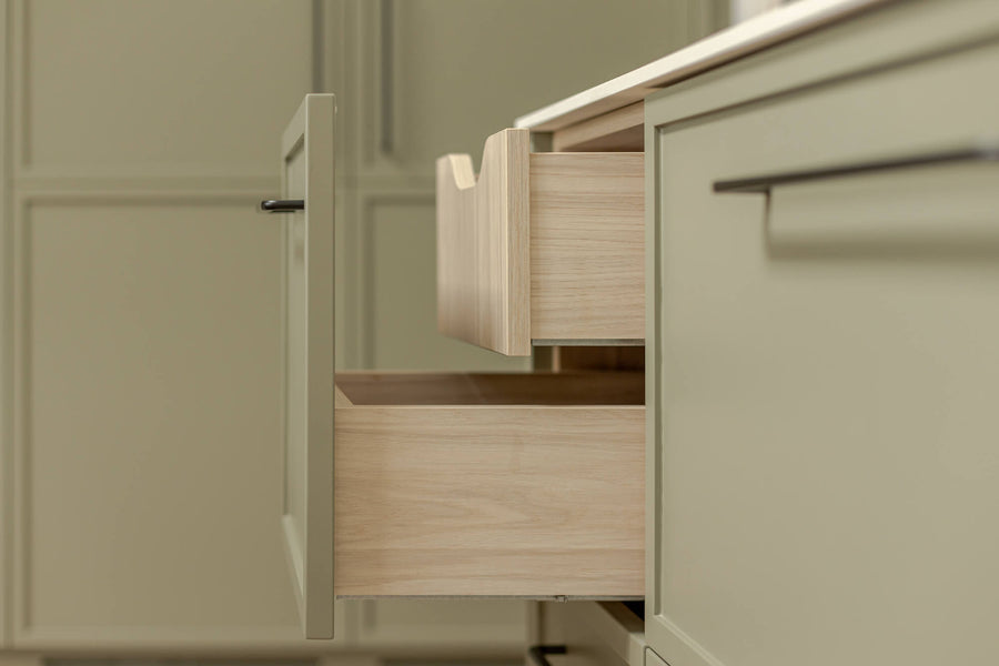 Wood drawers in the kitchen.