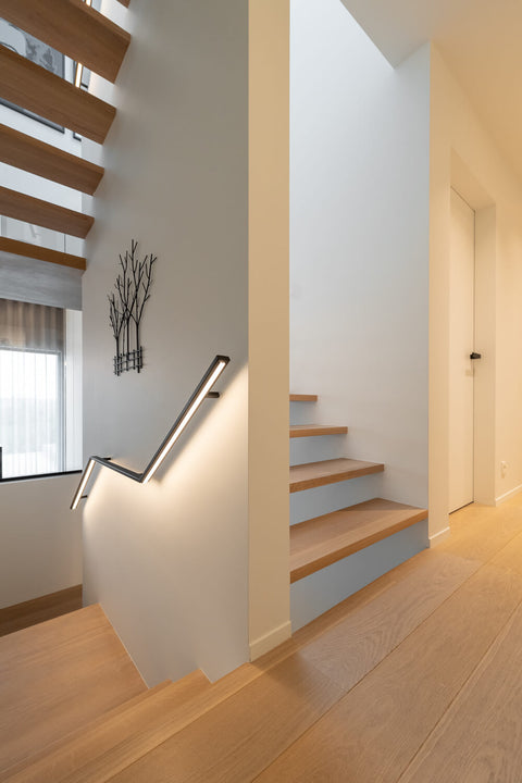 European oak stairs and flooring finished with Oil Plus 2C white.