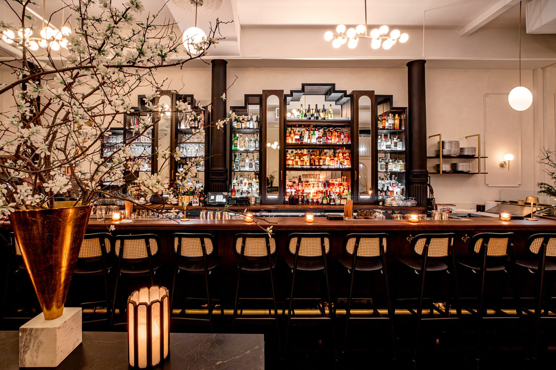 An Art Deco-inspired bar made from walnut and finished with Rubio Monocoat Oil Plus 2C "Black".