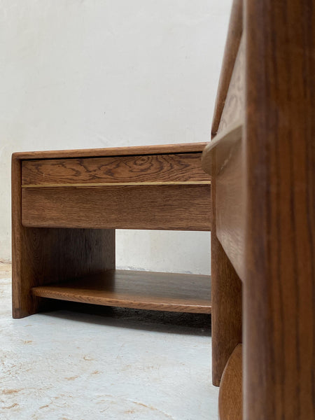 A dark brown nightstand made from oak woods and finished with Oil Plus 2C "Chocolate".