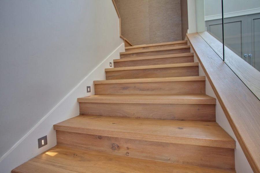 An oak staircase with hardwax oil wood finish.