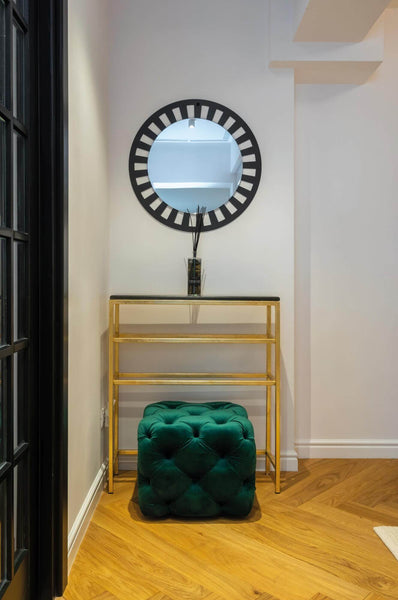 Herringbone wood floor.