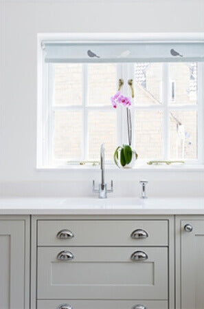 White cabinets in a shaker kitchen.