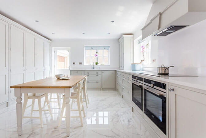 White shaker kitchen.