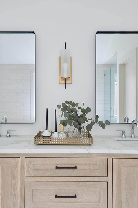 White oak bathroom vanity finished with Oil Plus 2C hardwax oil wood finish.