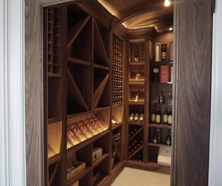 Walnut wood liquor room finished with hardwax oil wood finish.