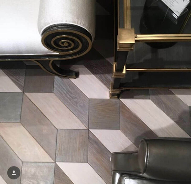 Detail shot of a unique wood floor pattern.