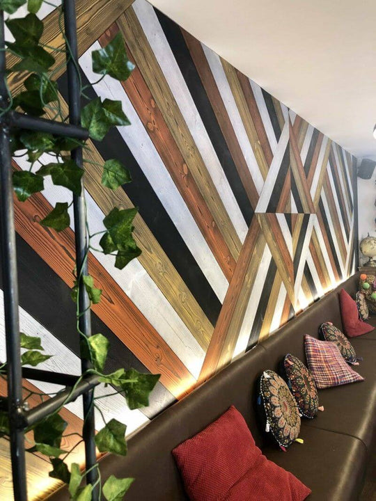 Beautiful wooden wall finished with Rubio Monocoat hardwax oil.