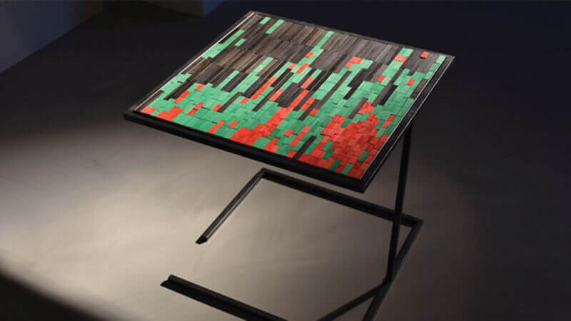 Colorful wooden coffee tables finished with Rubio Monocoat.