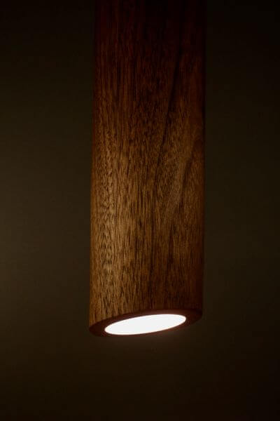 Lavaro lighting pendant made from Walnut wood.