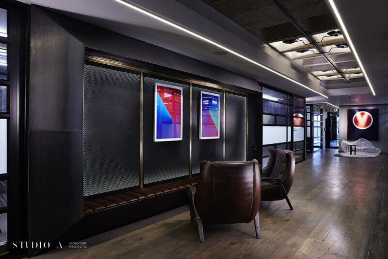 Mesh club has over 10,000 ft.² of oak finished with Rubio Monocoat.