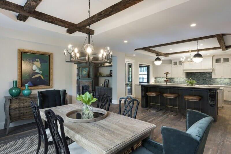 Kitchen features hardwood flooring finished with Rubio Monocoat.