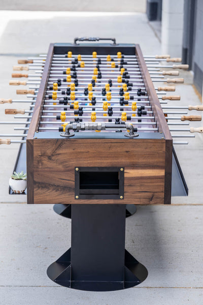 An image of a foosball table with a modern look finished with a hardwax oil finish.