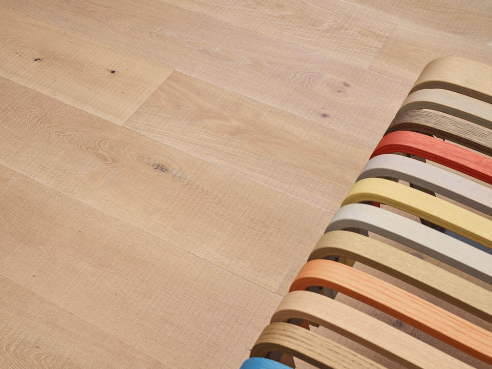Colorful bench finished with different colors from Rubio Monocoat.