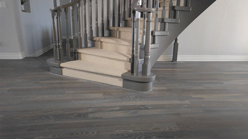 A residential floor that is fumed and finished with white oil.