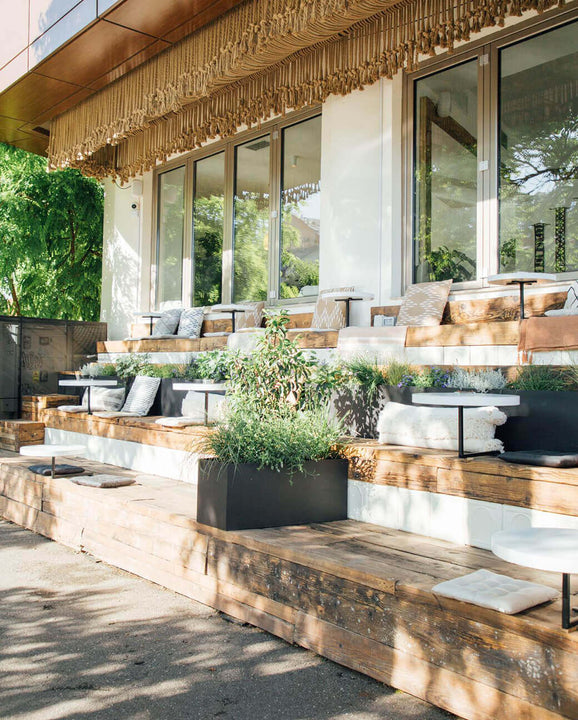 Oil finished wood patio at an Avocado Bar.