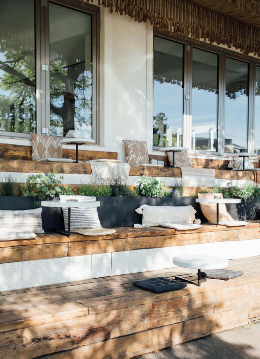 Wood patio with oil wood finish.