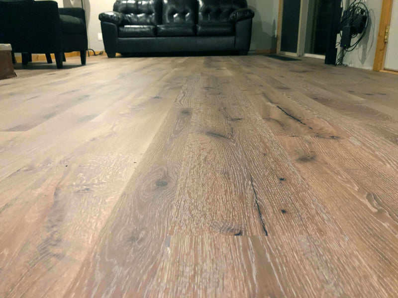 Gorgeous white oak flooring finished with Rubio Monocoat for two toned look.